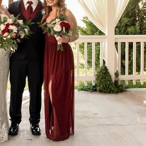 David’s bridal wine bridesmaids dress